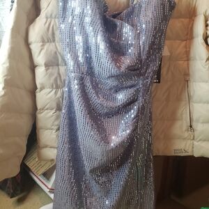 Sequin Silver/Blue Prom Dress NWT Size Large